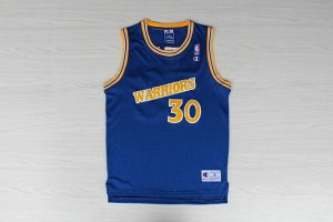 Maillot De Basket Golden State Warriors Stephen Curry 30 Engrener Retro Bleu